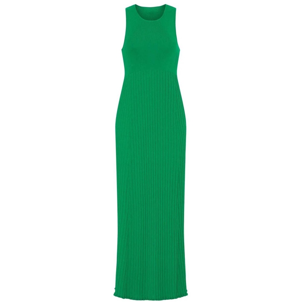 Marina Moscone‎ Collective Dress Green Sleeveless Ribbed Knit Size L Womens RTR